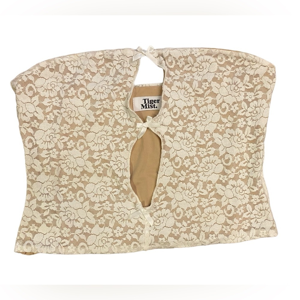Tiger Mist Nola Top In White & Nude Size Medium